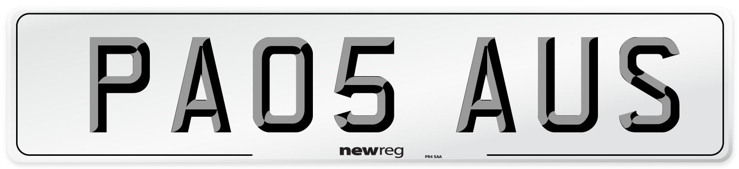 PA05 AUS Number Plate from New Reg